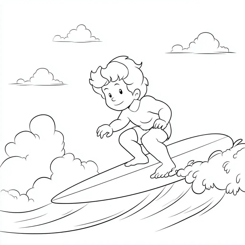 Dibujo de surfista sencillo para colorear Dibujo de surfista sencillo para colorear