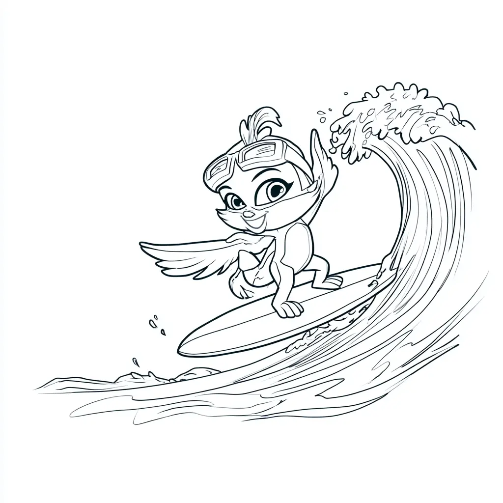 Dibujo de surfista animada para colorear Dibujo de surfista animada para colorear
