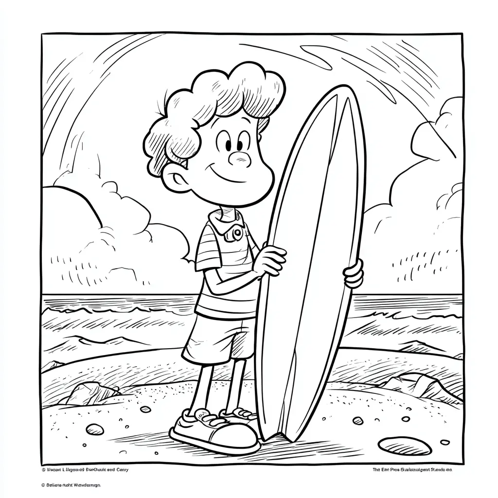 Dibujo de surfista animado para colorear Dibujo de surfista animado para colorear