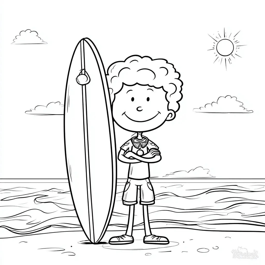 Dibujo de un surfista simpático para colorear Dibujo de un surfista simpático para colorear