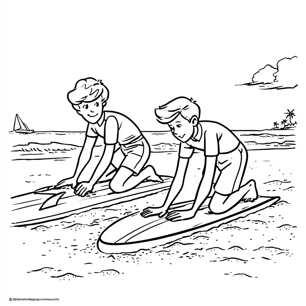 Dibujo de preparándose para surfear para colorear Dibujo de preparándose para surfear para colorear