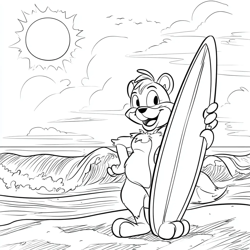 Dibujo de personaje animado surfista para colorear Dibujo de personaje animado surfista para colorear