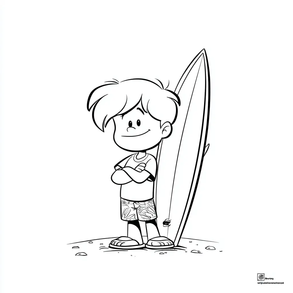Dibujo de surfista de brazos cruzados para colorear Dibujo de surfista de brazos cruzados para colorear