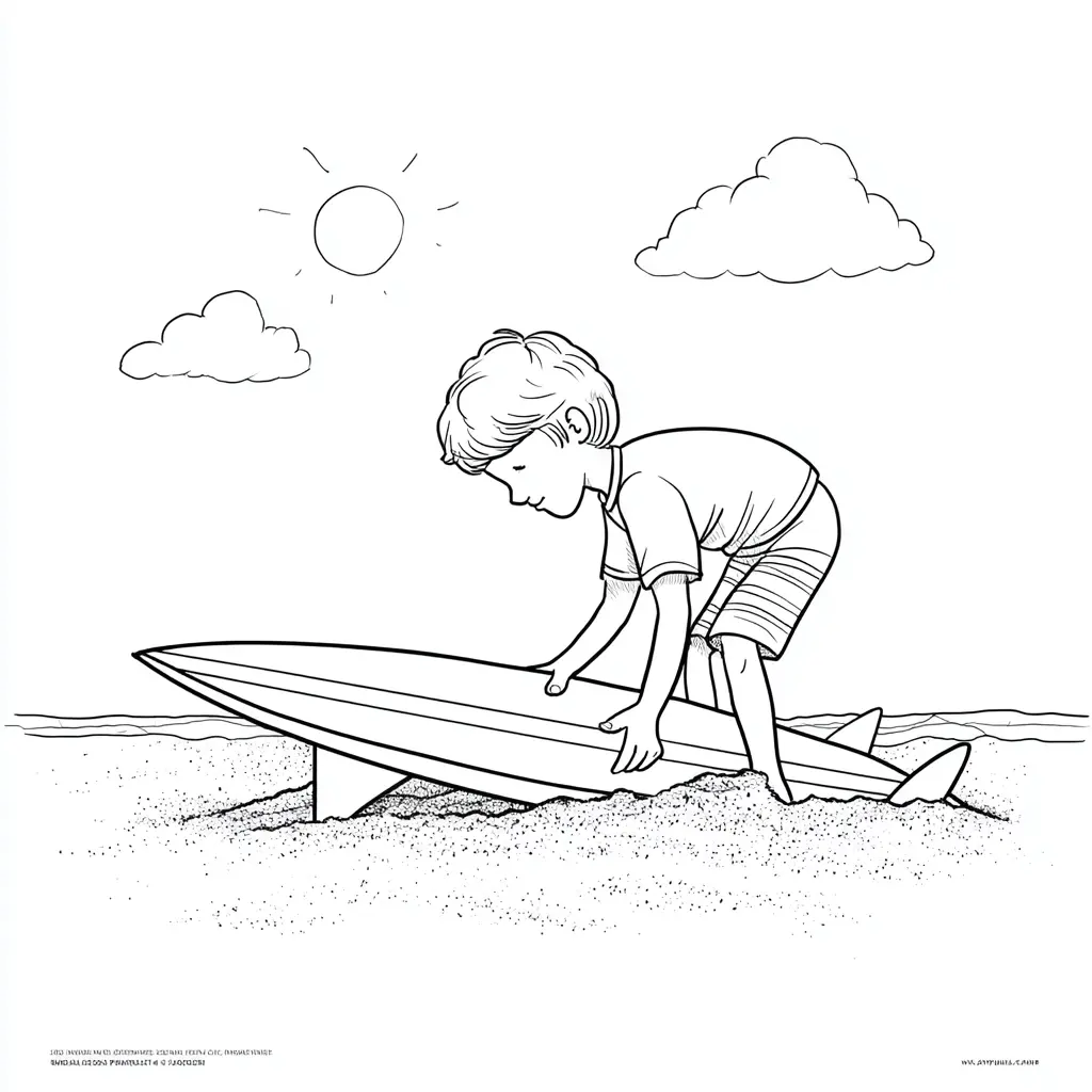 Dibujo de sol, arena y surf para colorear Dibujo de sol, arena y surf para colorear