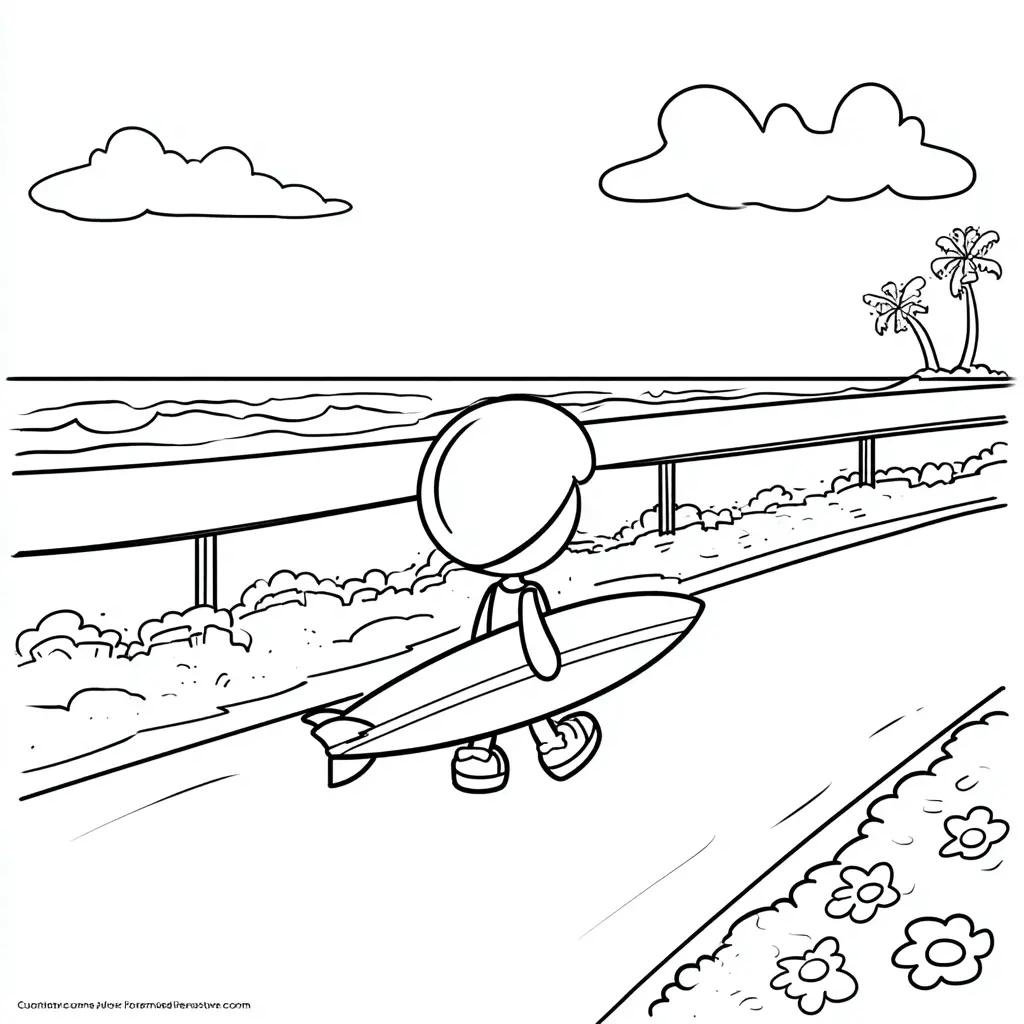 Dibujo de camino para surfear para colorear Dibujo de camino para surfear para colorear