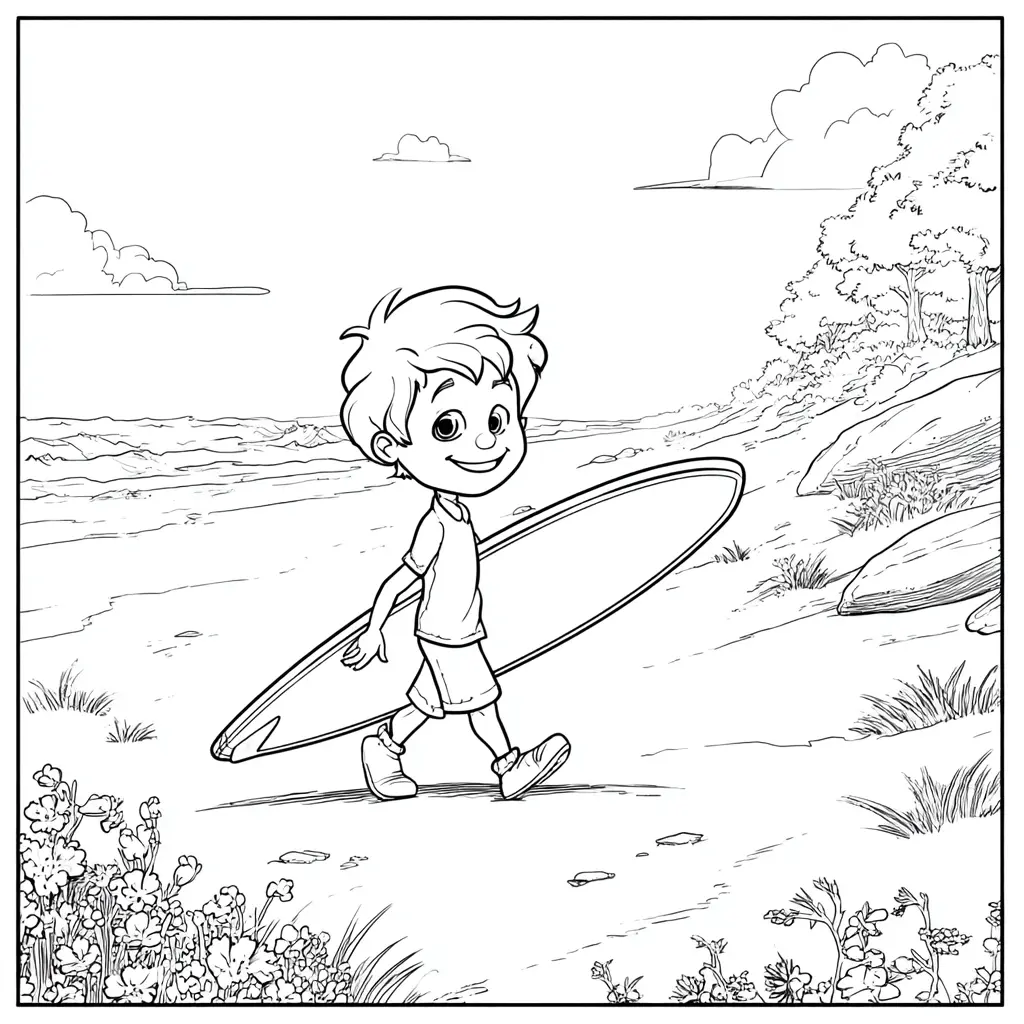 Dibujo de el mejor día de surf para colorear Dibujo de el mejor día de surf para colorear