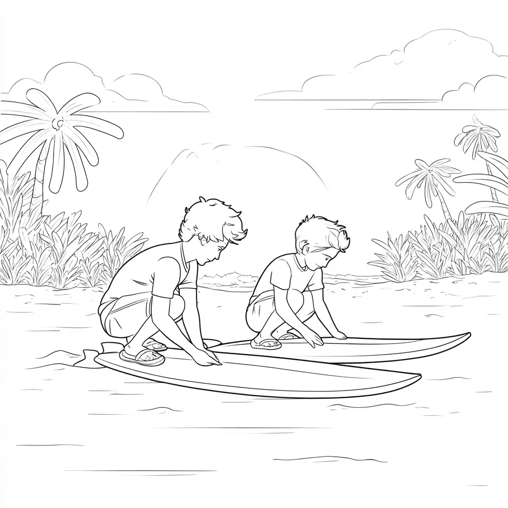 Dibujo de listos para surfear para colorear Dibujo de listos para surfear para colorear
