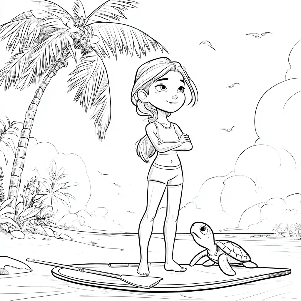 Dibujo de lista para el paddle surf para colorear Dibujo de lista para el paddle surf para colorear