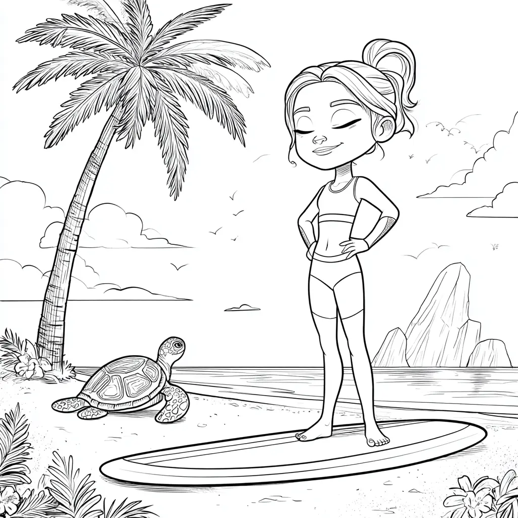 Dibujo de surfista en la playa para colorear Dibujo de surfista en la playa para colorear