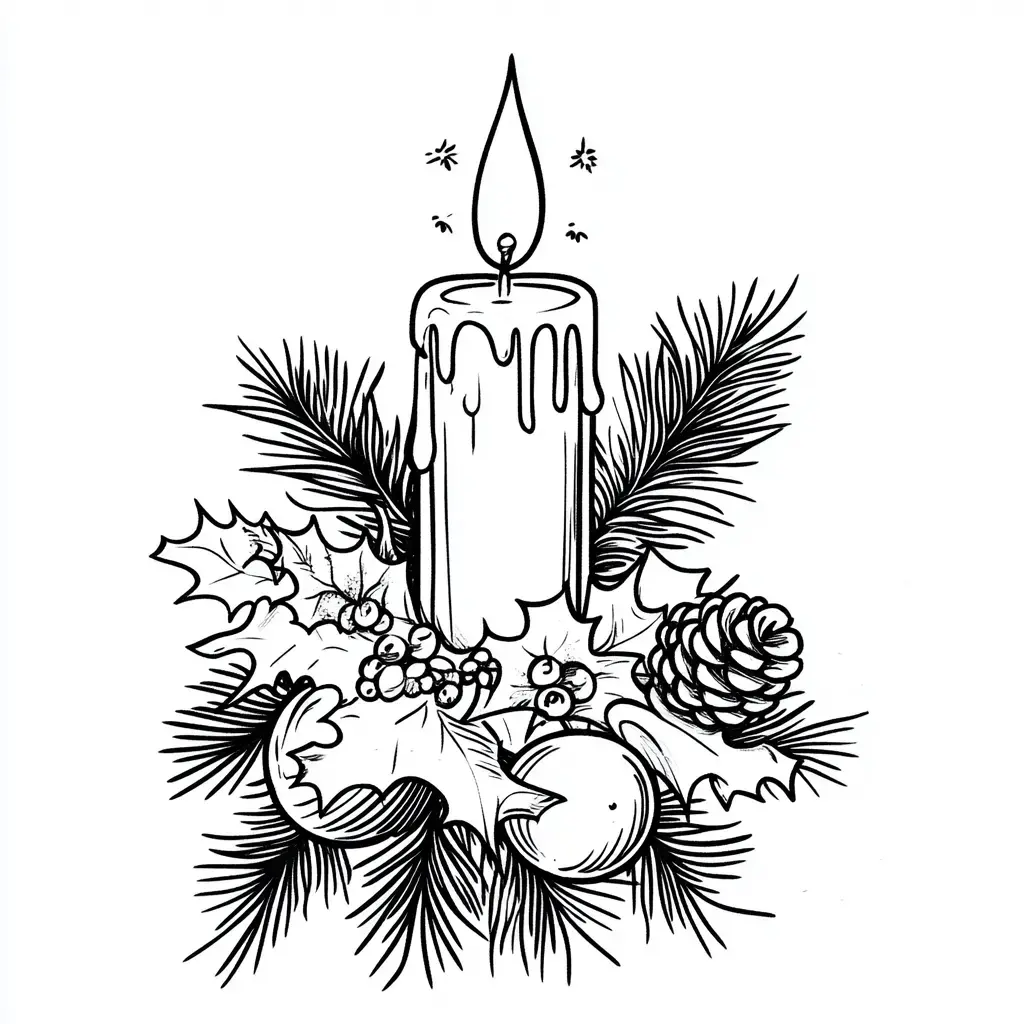 Dibujo de vela de Navidad para colorear Dibujo de vela de Navidad para colorear