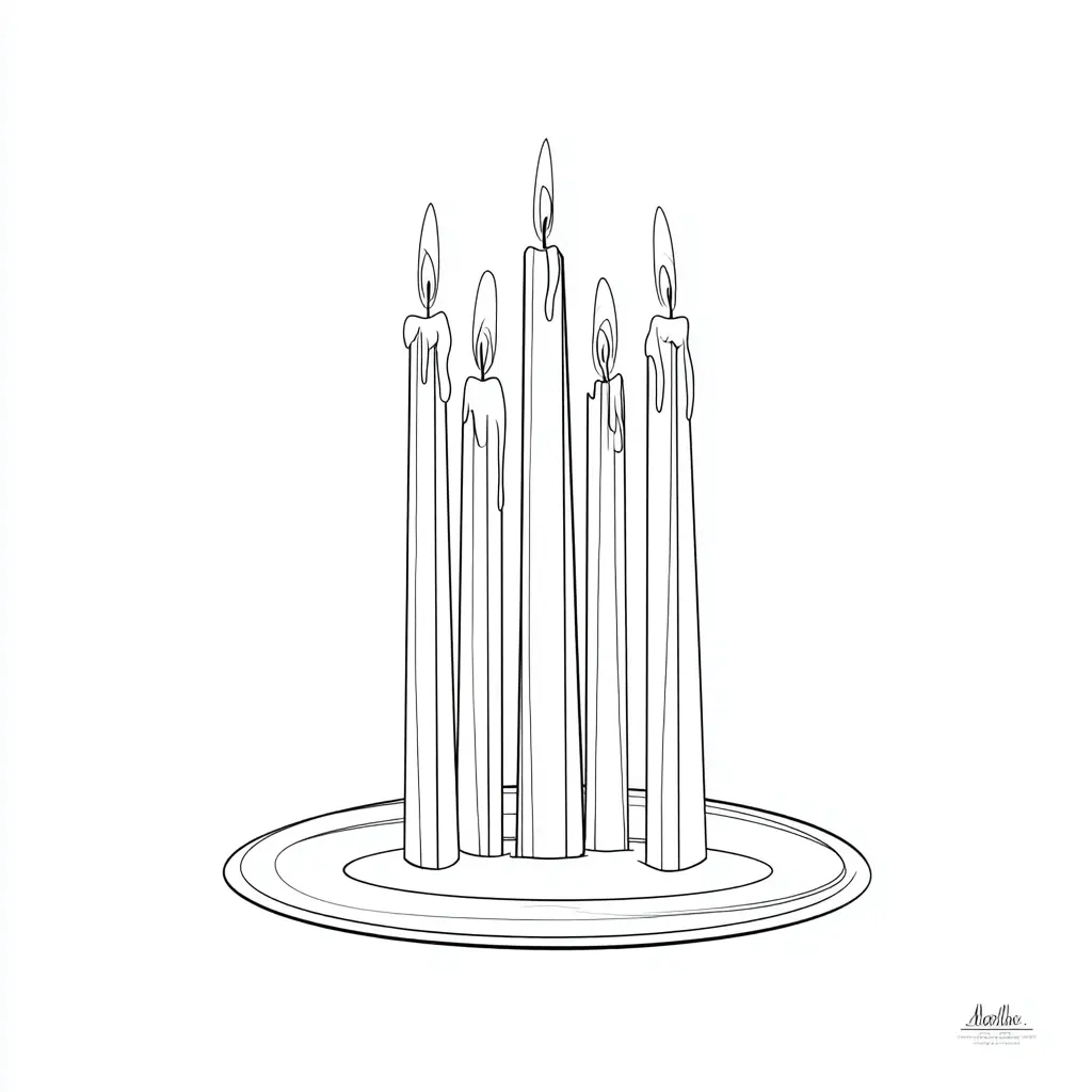 Dibujo de velas sobre plato para colorear Dibujo de velas sobre plato para colorear