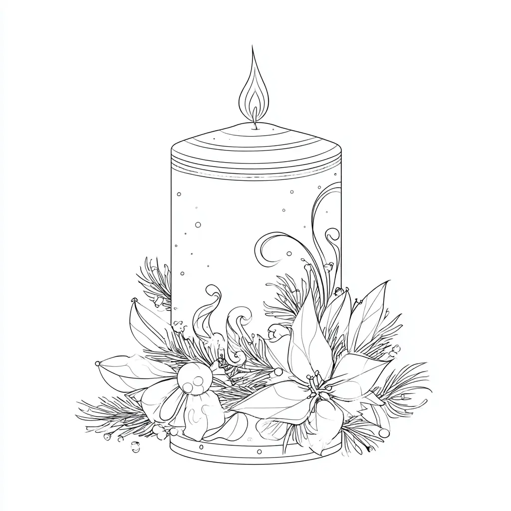 Dibujo de vela con flores de pascua para colorear Dibujo de vela con flores de pascua para colorear