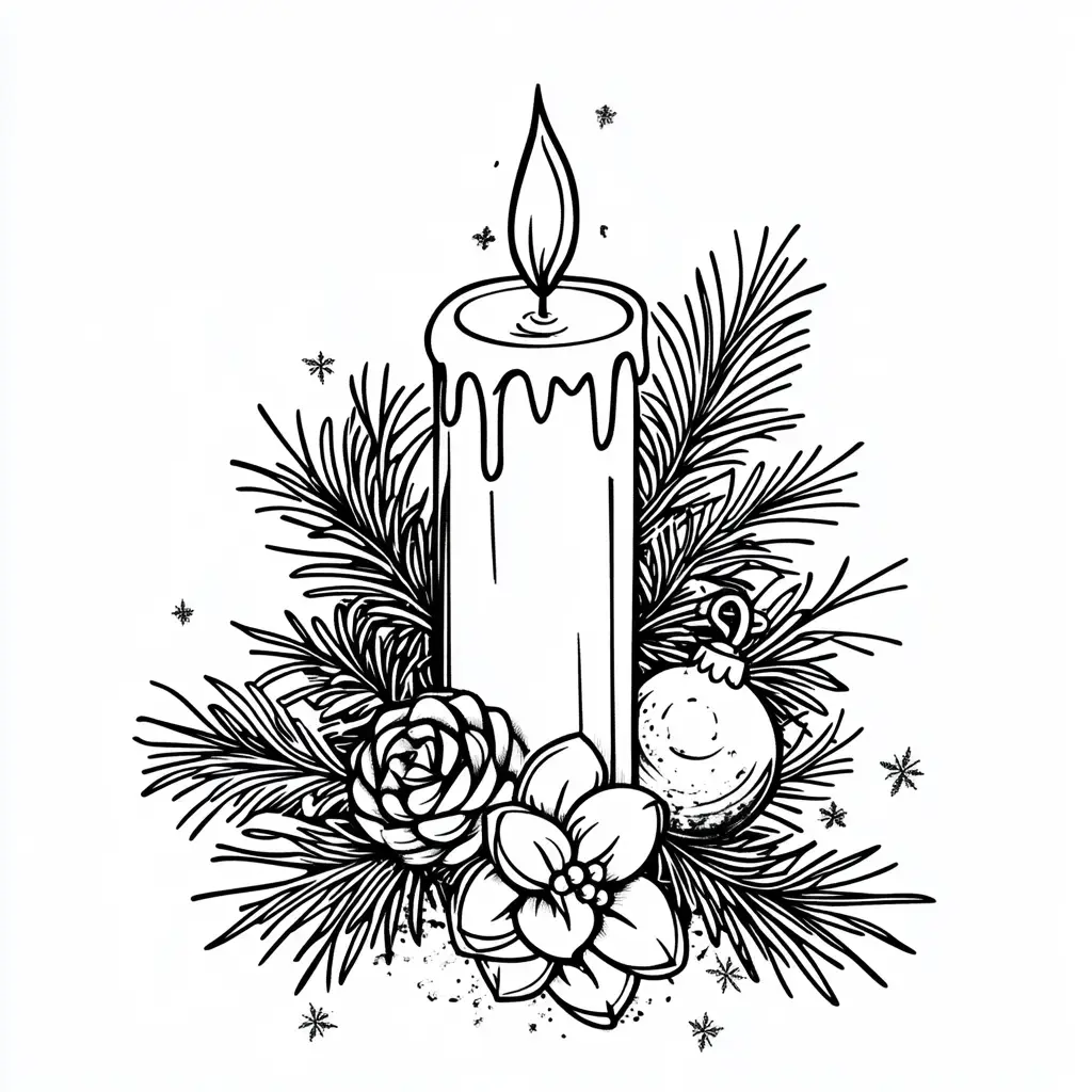 Dibujo de vela navideña para colorear Dibujo de vela navideña para colorear
