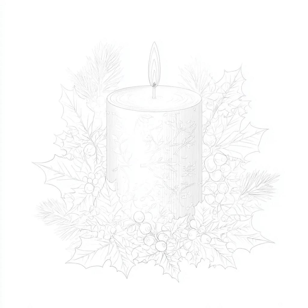Dibujo de vela decorada con bayas para colorear Dibujo de vela decorada con bayas para colorear