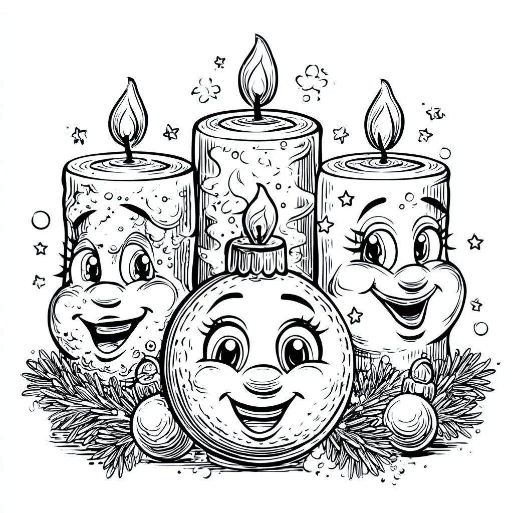 Dibujo de centro de velas kawaii para colorear Dibujo de centro de velas kawaii para colorear
