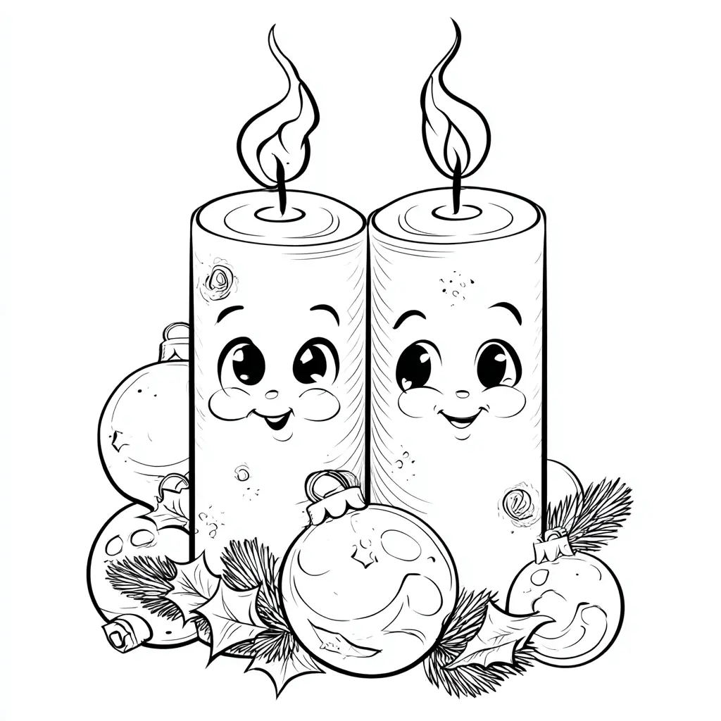 Dibujo de dos velas adorables para colorear Dibujo de dos velas adorables para colorear
