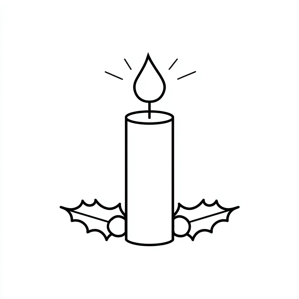Dibujo de vela simple de Navidad para colorear Dibujo de vela simple de Navidad para colorear