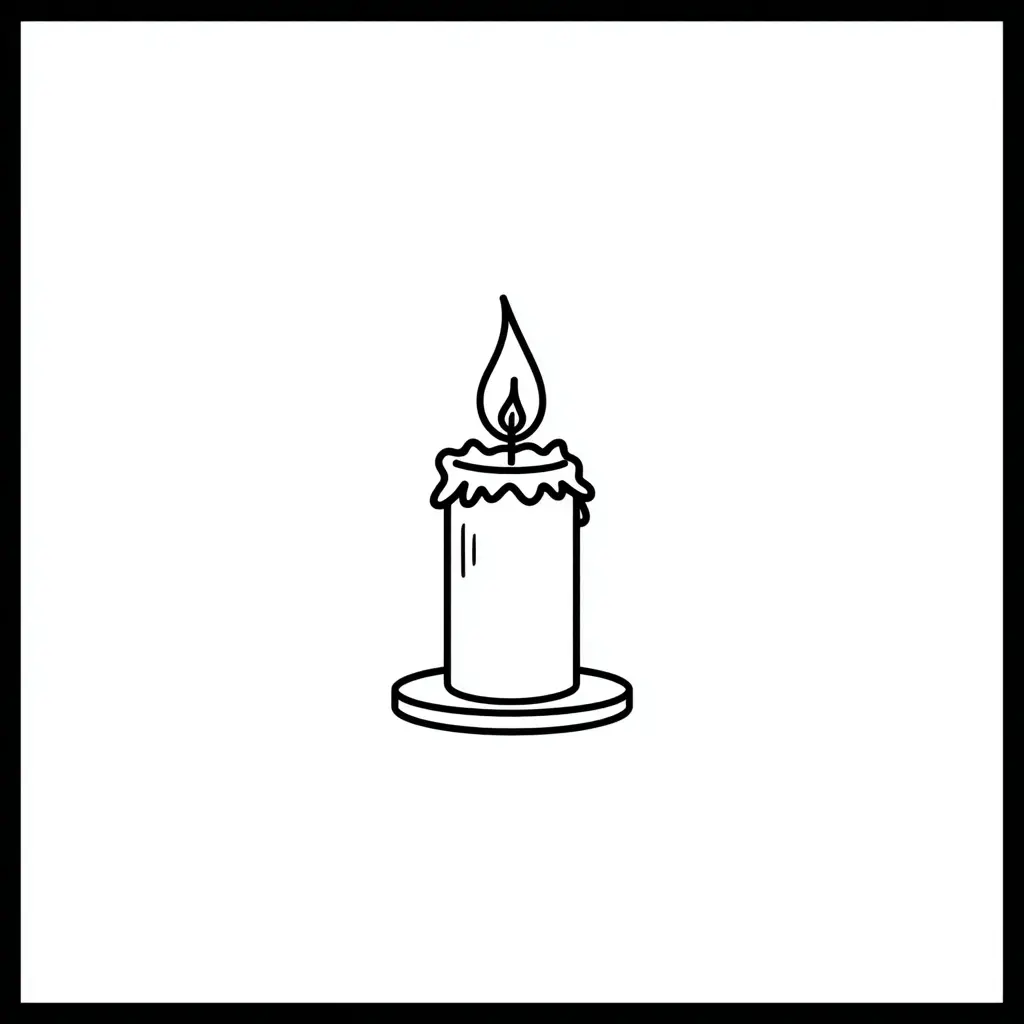 Dibujo de vela con llama para colorear Dibujo de vela con llama para colorear