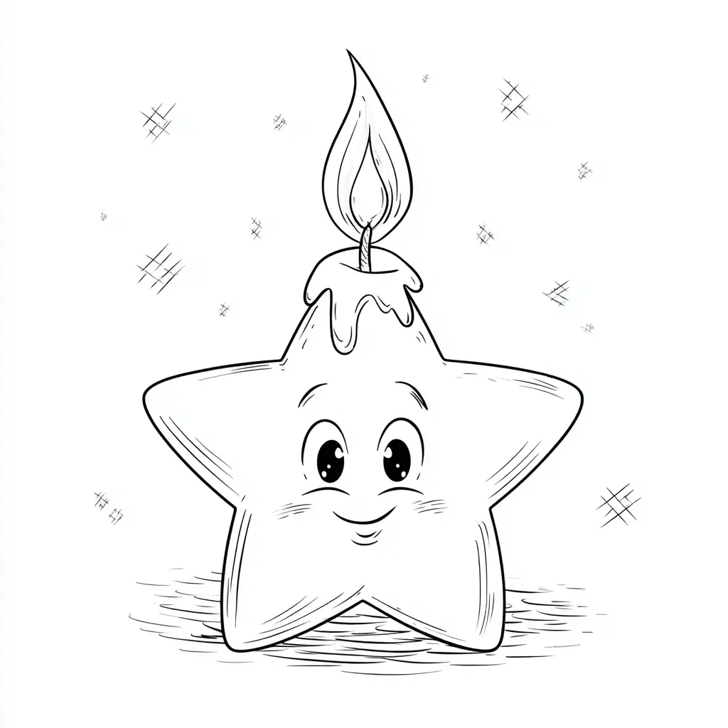 Dibujo de vela kawaii de estrella para colorear Dibujo de vela kawaii de estrella para colorear