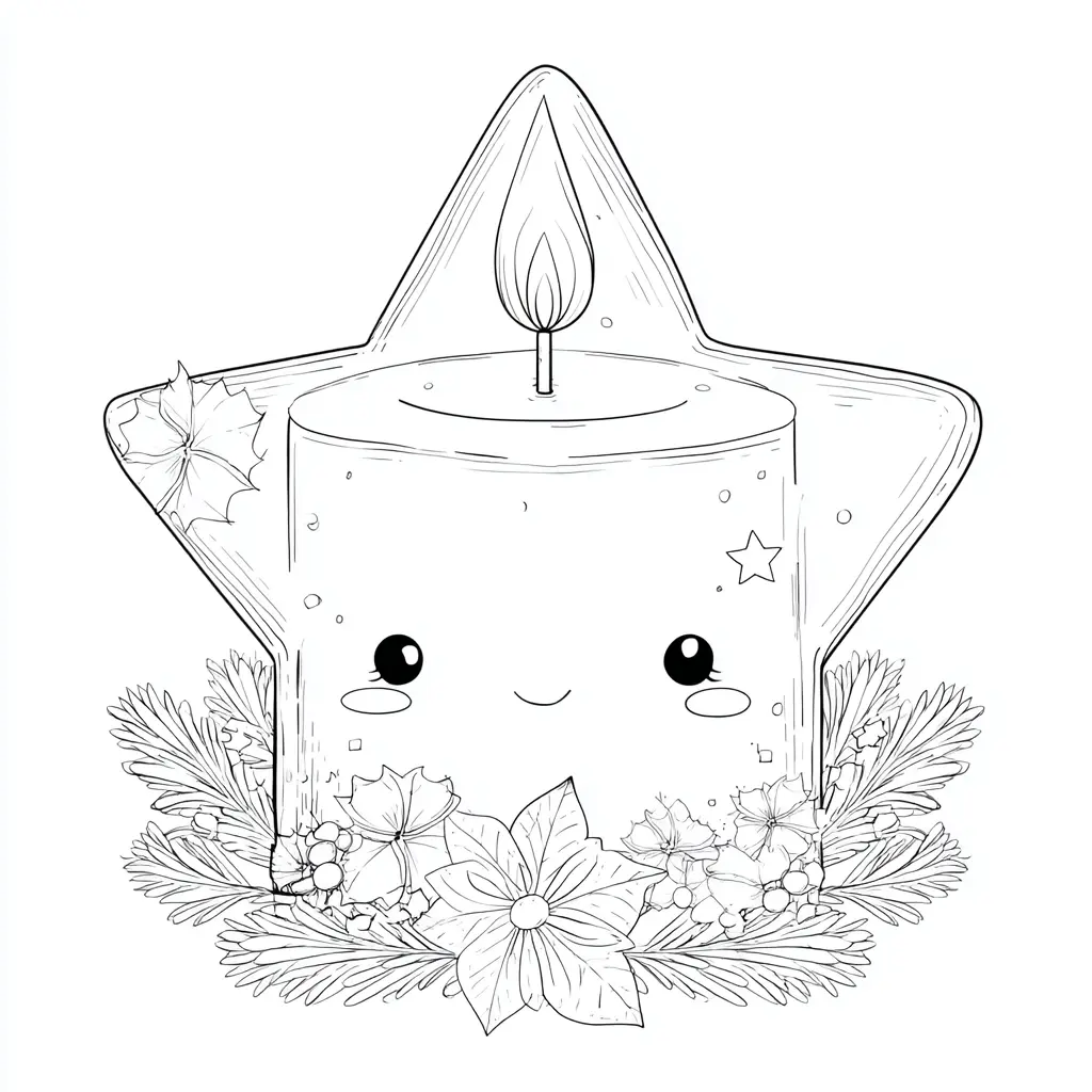 Dibujo de centro de vela estrellada para colorear Dibujo de centro de vela estrellada para colorear