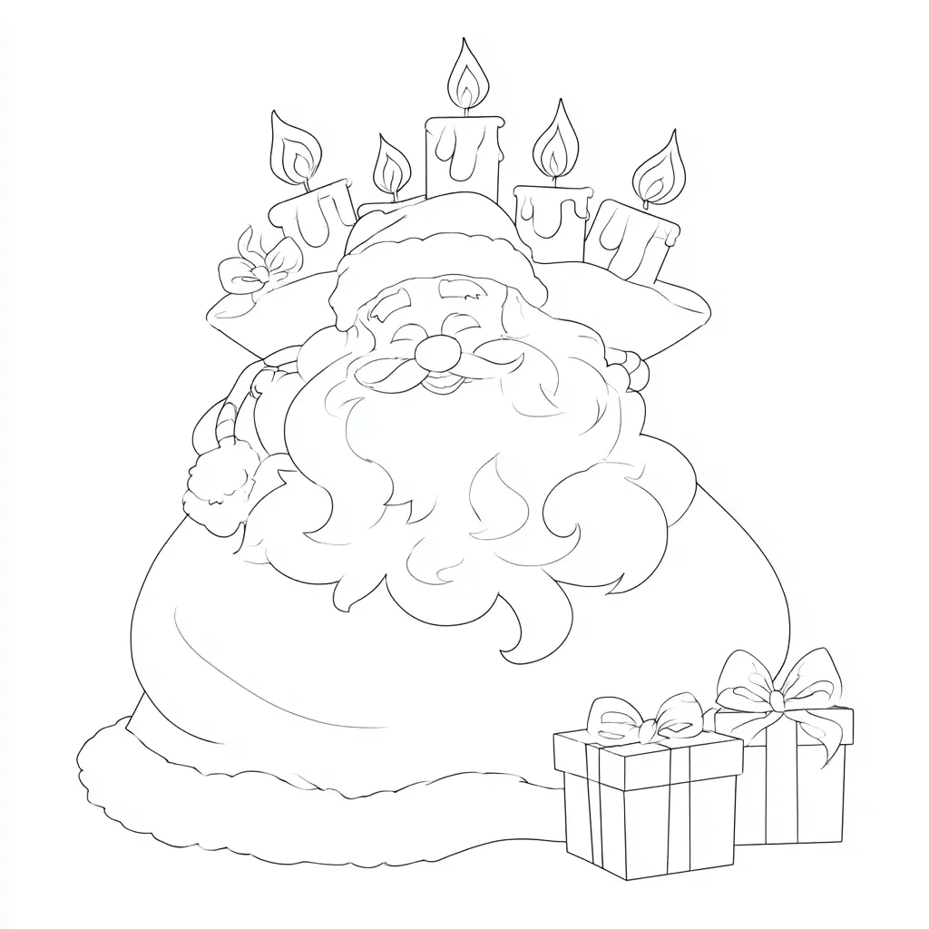 Dibujo de saco de velas Santa Claus para colorear Dibujo de saco de velas Santa Claus para colorear