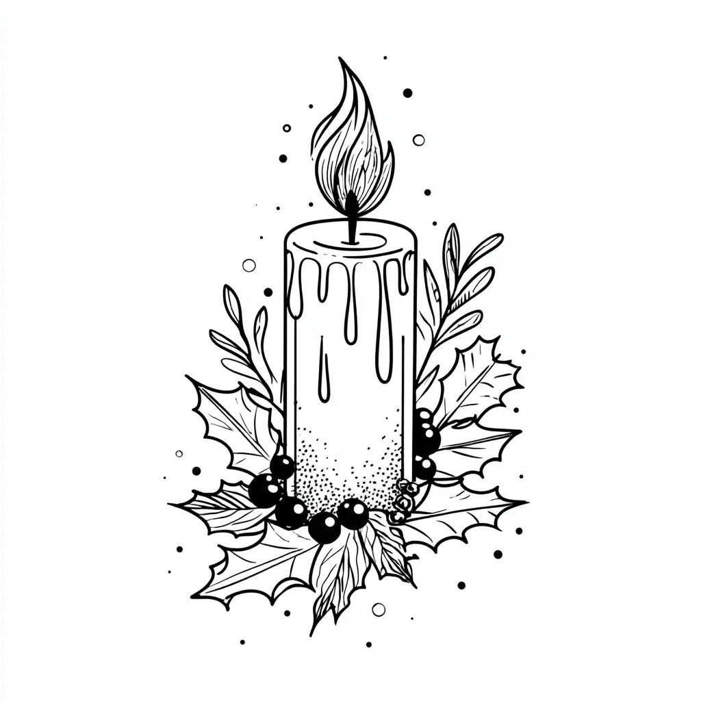 Dibujo de vela con muérdago para colorear Dibujo de vela con muérdago para colorear