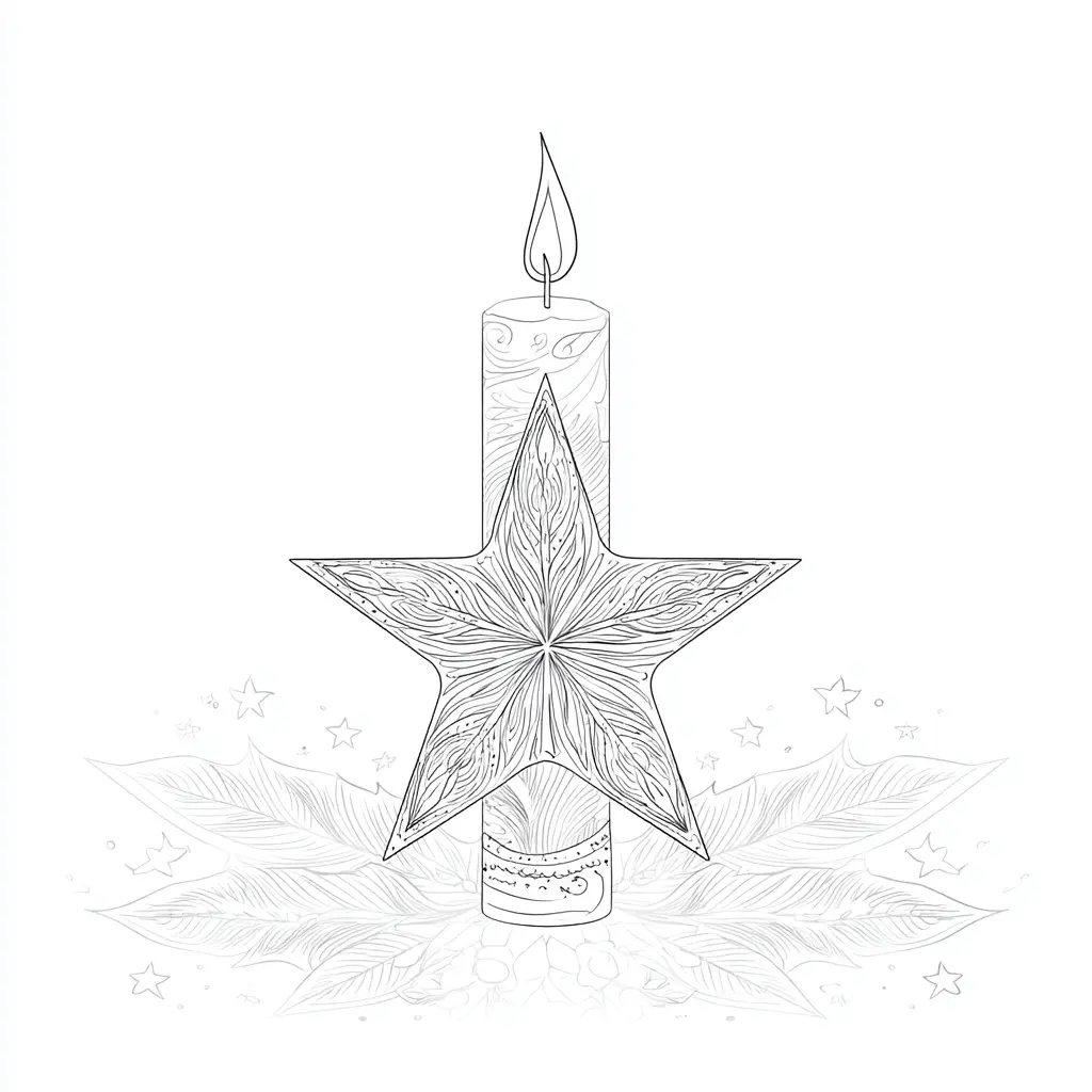 Dibujo de estrella con vela para colorear Dibujo de estrella con vela para colorear
