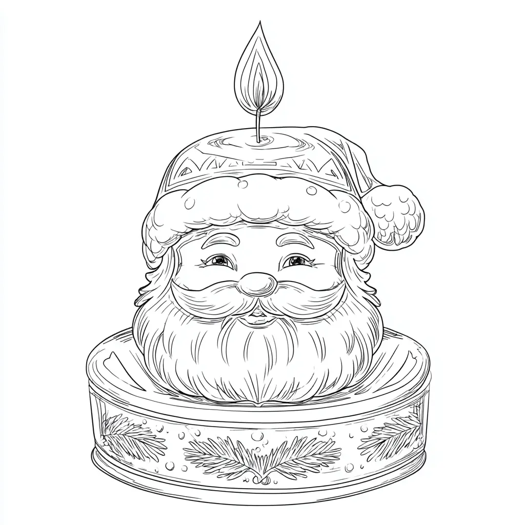 Dibujo de vela decorativa Santa Claus para colorear Dibujo de vela decorativa Santa Claus para colorear