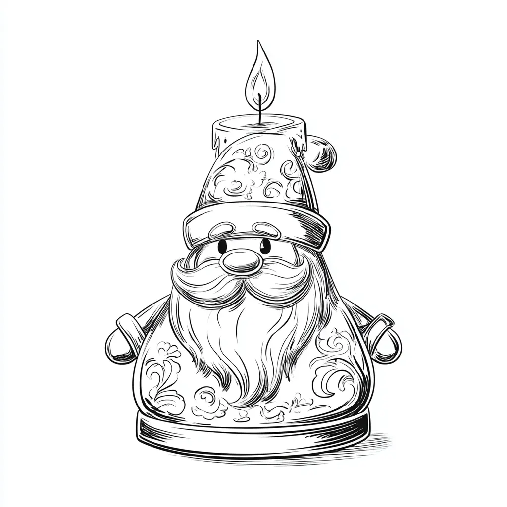 Dibujo de decoración vela Papá Noel para colorear Dibujo de decoración vela Papá Noel para colorear
