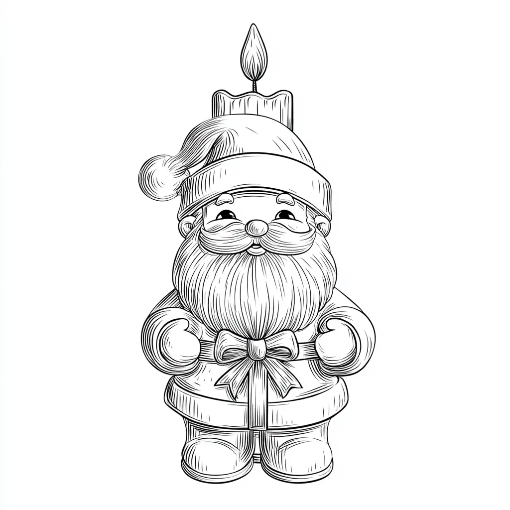 Dibujo de vela de Navidad Papá Noel para colorear Dibujo de vela de Navidad Papá Noel para colorear