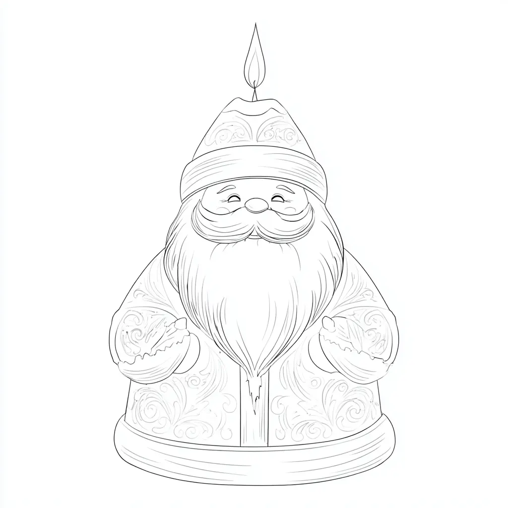 Dibujo de vela elegante de Papá Noel para colorear Dibujo de vela elegante de Papá Noel para colorear