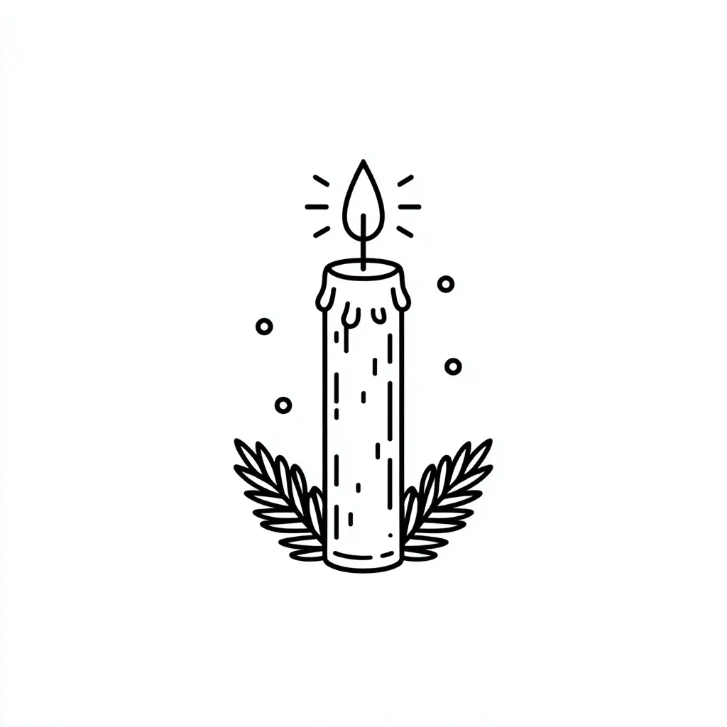 Dibujo de vela simple de Navidad para colorear Dibujo de vela simple de Navidad para colorear