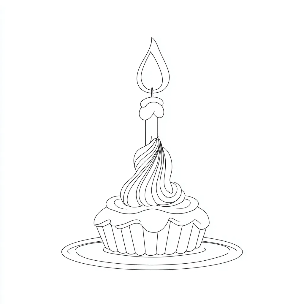 Dibujo de vela de pastel para colorear Dibujo de vela de pastel para colorear