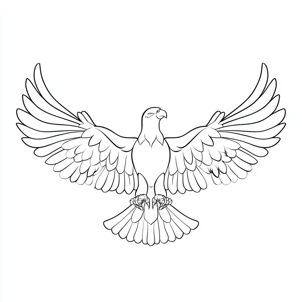 Dibujo de águila con alas abiertas para colorear