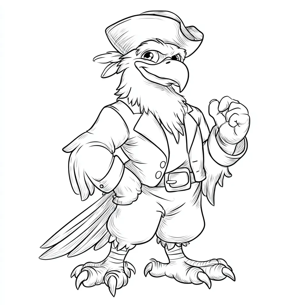 Dibujo de águila pirata plumas para colorear