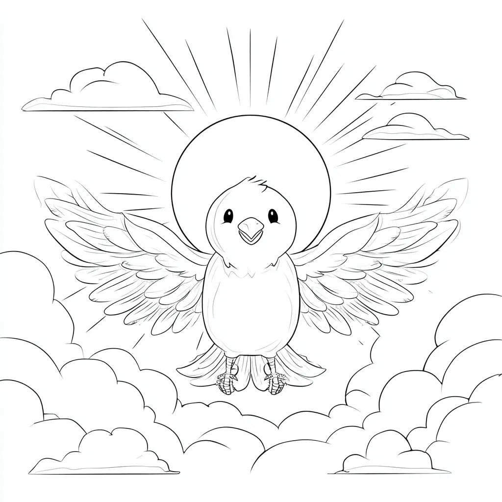 Dibujo de trazo de águila en el cielo para colorear