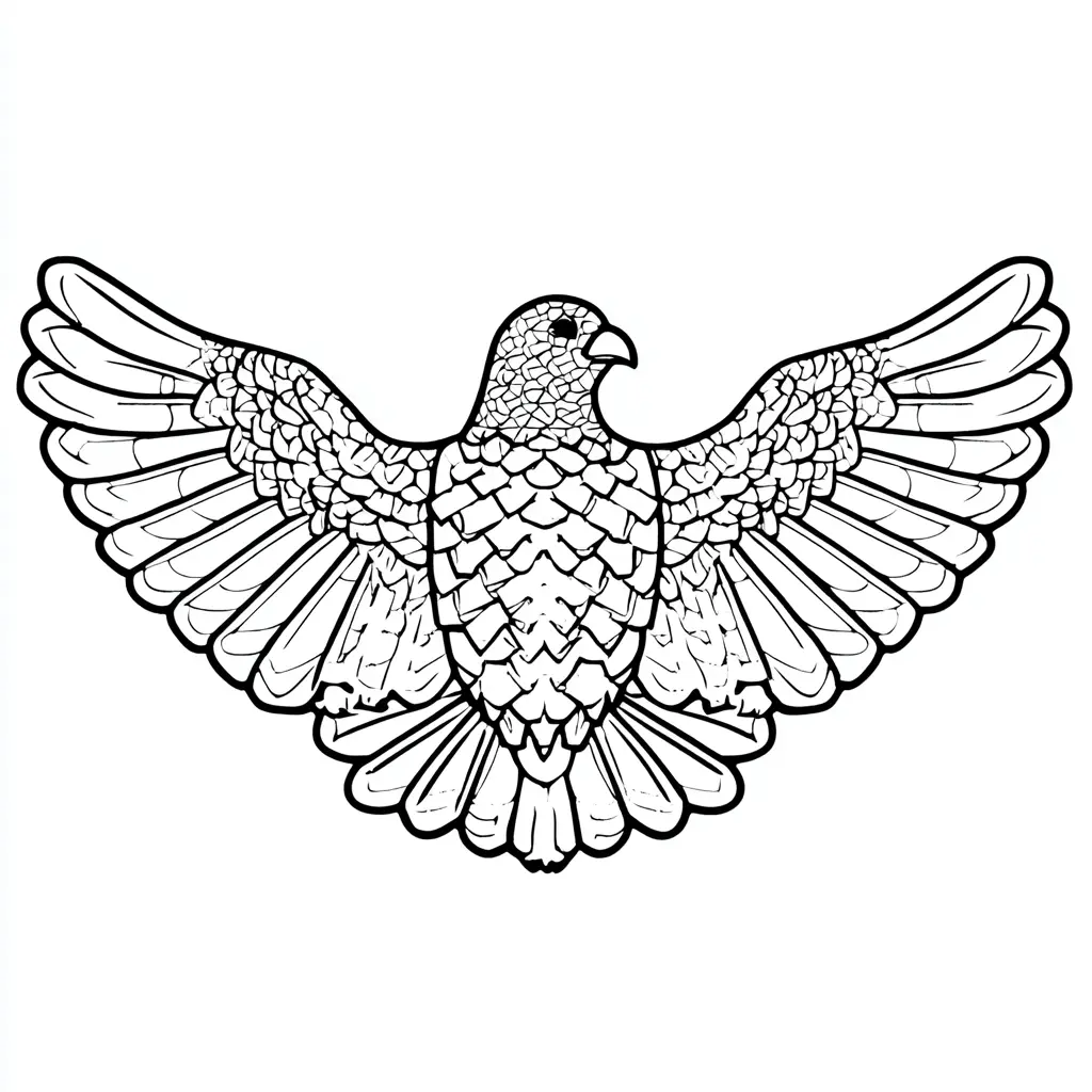 Dibujo de figura de águila decorativa para colorear