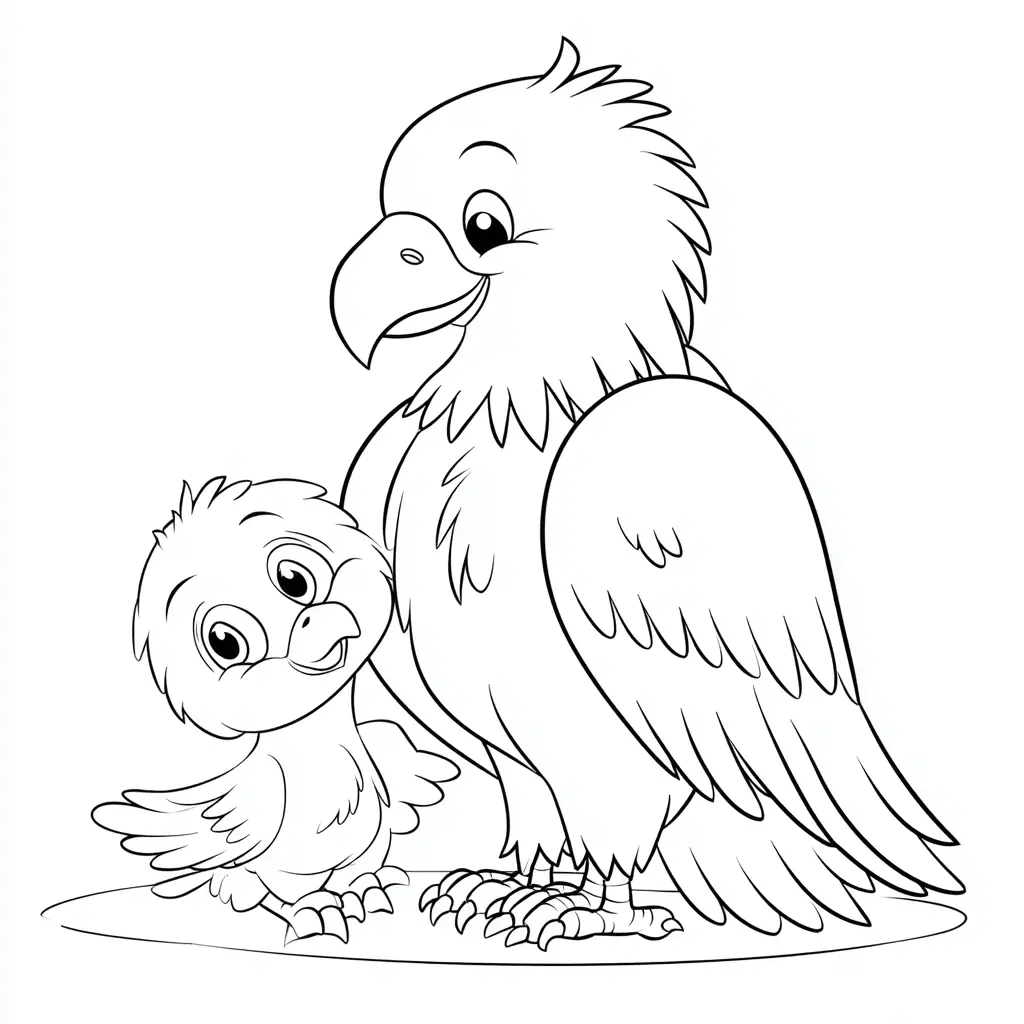 Dibujo de el águila y su polluelo para colorear