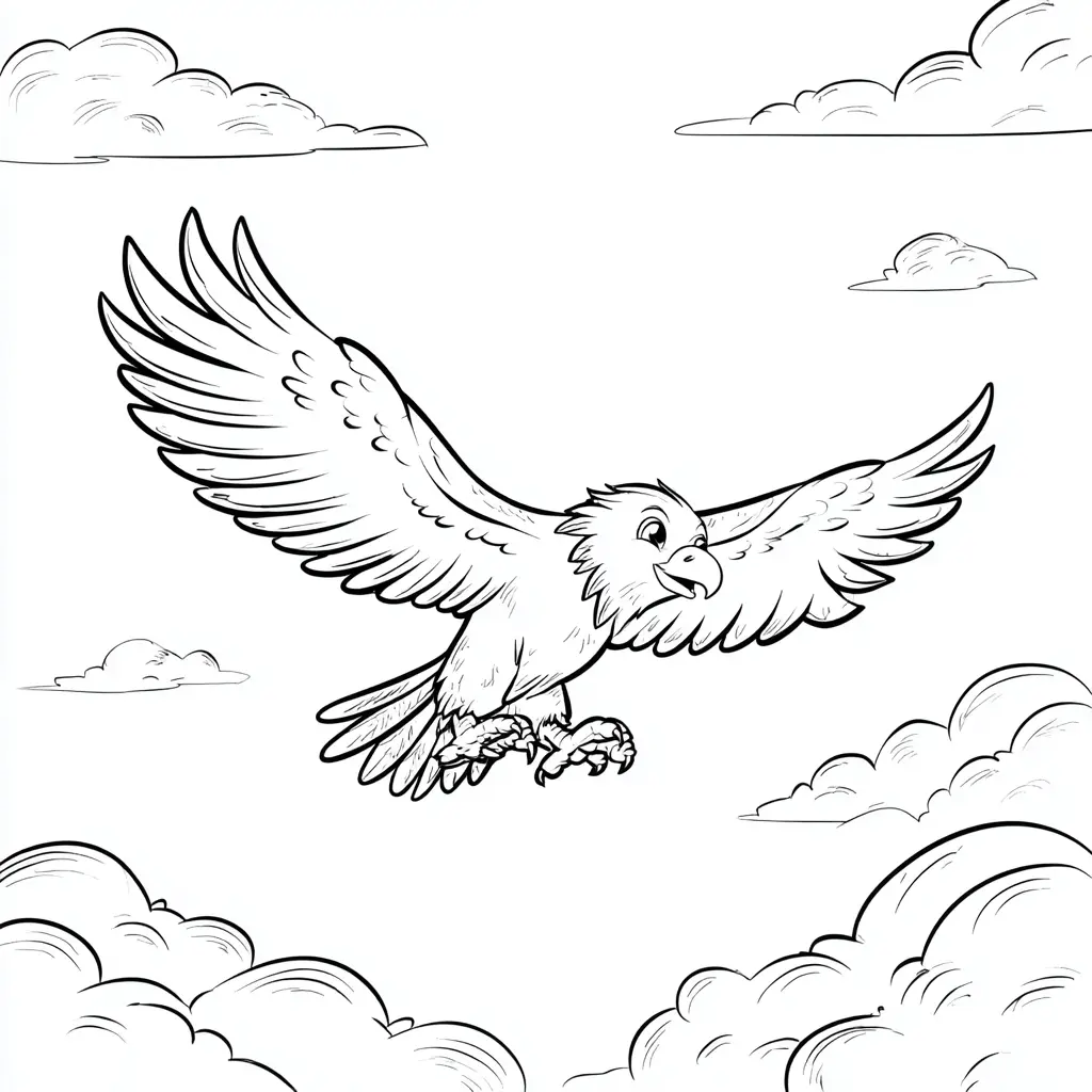 Dibujo de águila cazadora volando para colorear