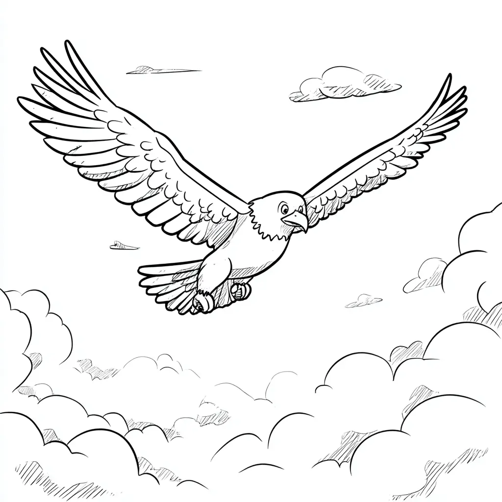 Dibujo de águila de dibujos volando para colorear