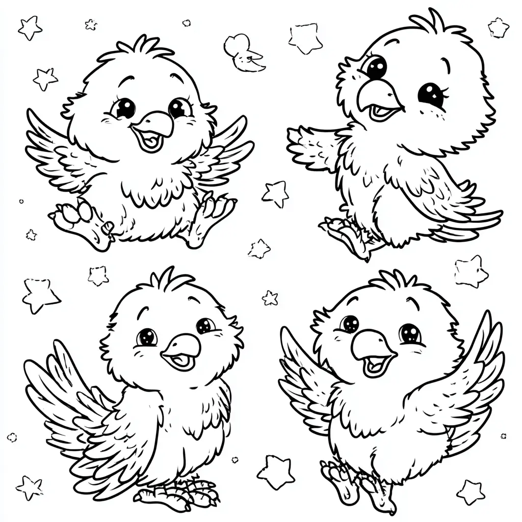 Dibujo de aguiluchos divertidos para colorear