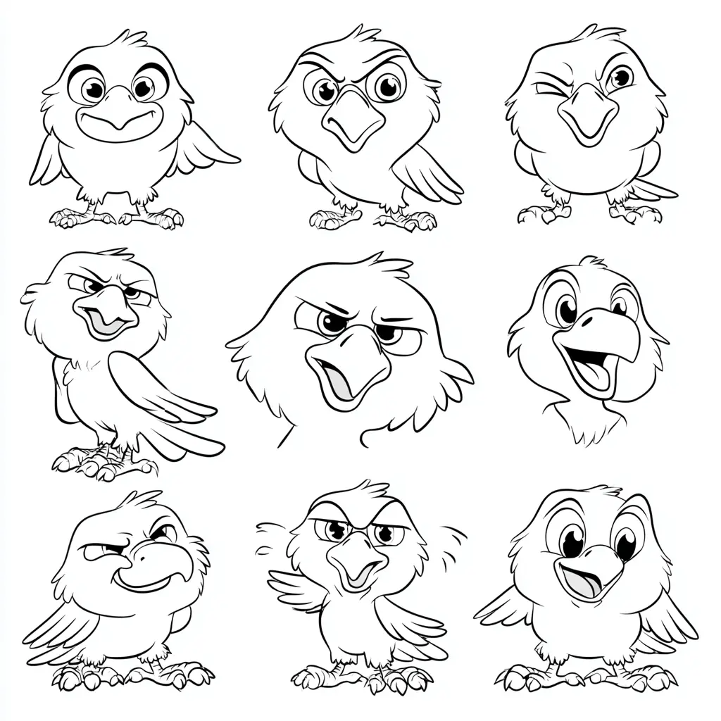 Dibujo de gestos cartoon de águila para colorear