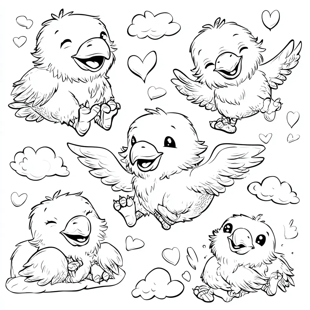 Dibujo de aguiluchos felices para colorear