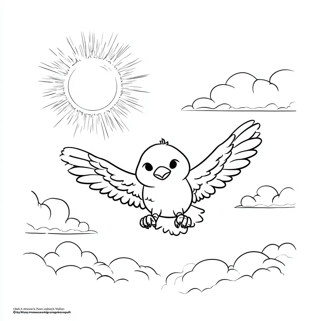 Dibujo de águila volando de día para colorear