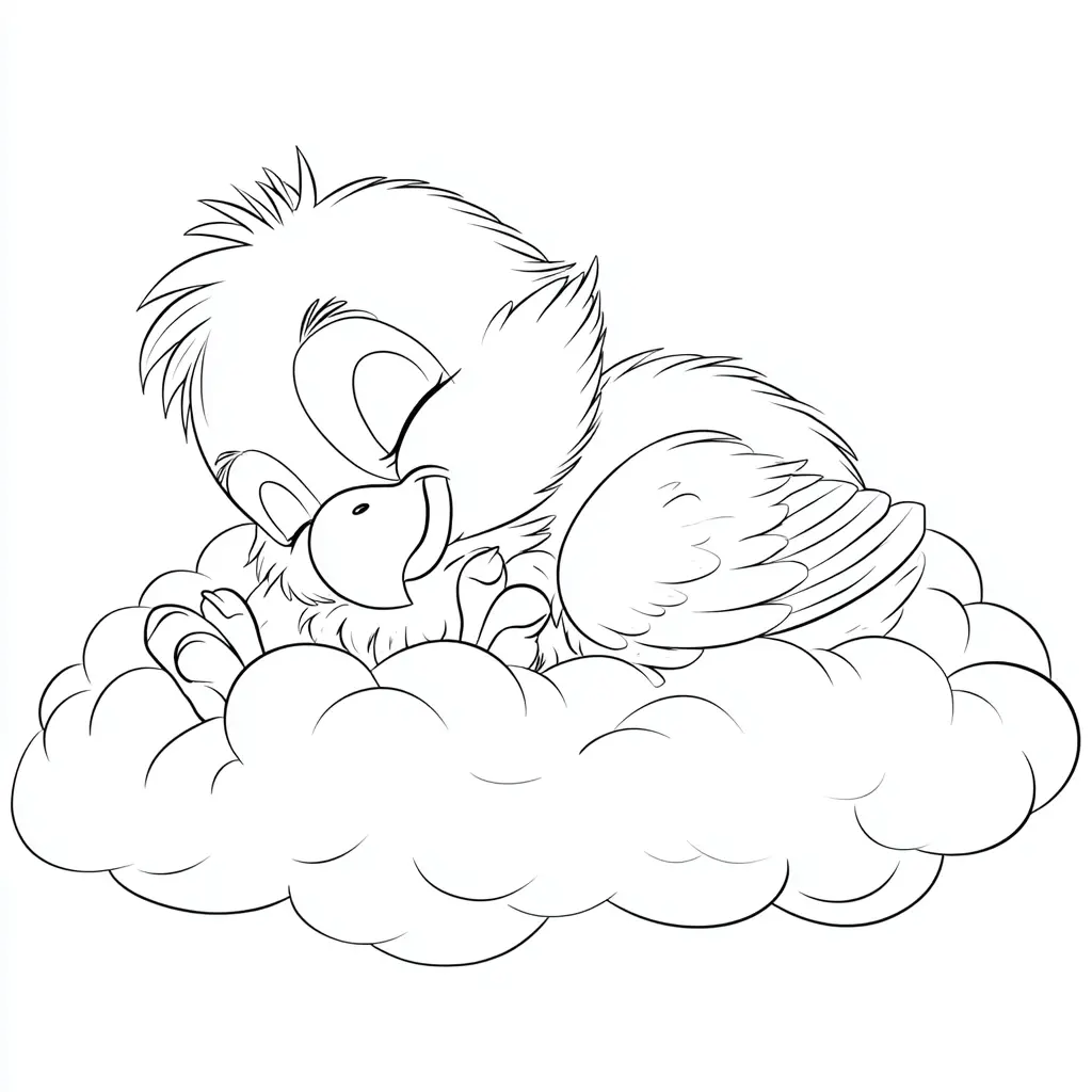 Dibujo de aguilucho en la nube para colorear