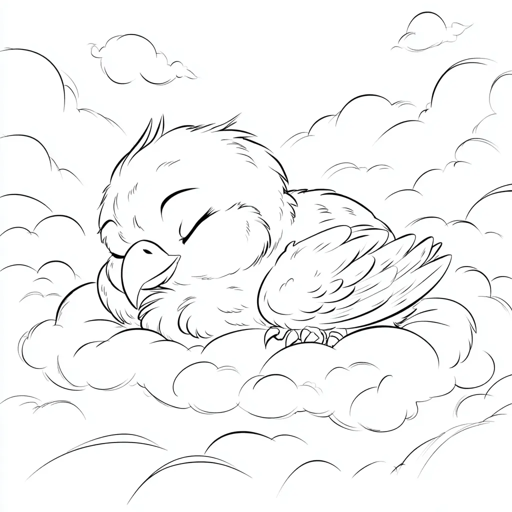 Dibujo de polluelo de águila dormido para colorear