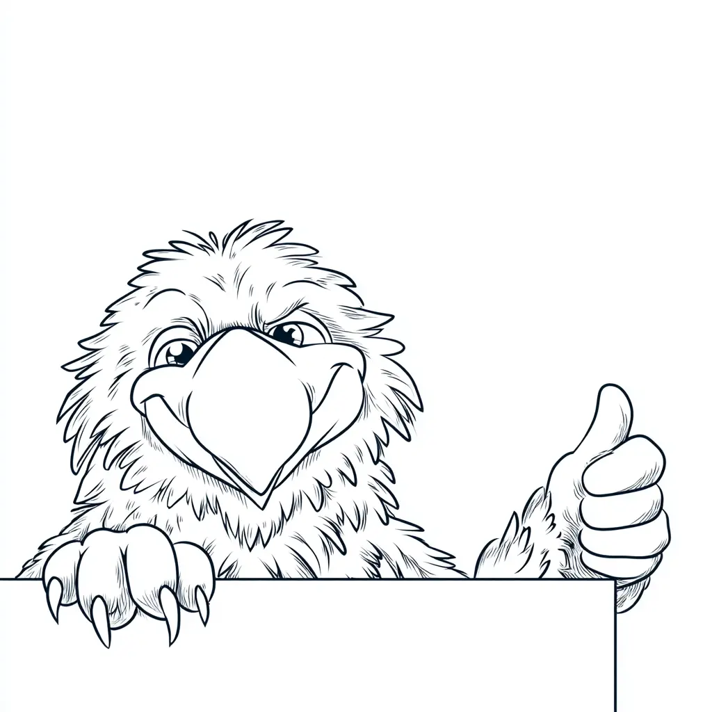 Dibujo de caricatura de águila para colorear