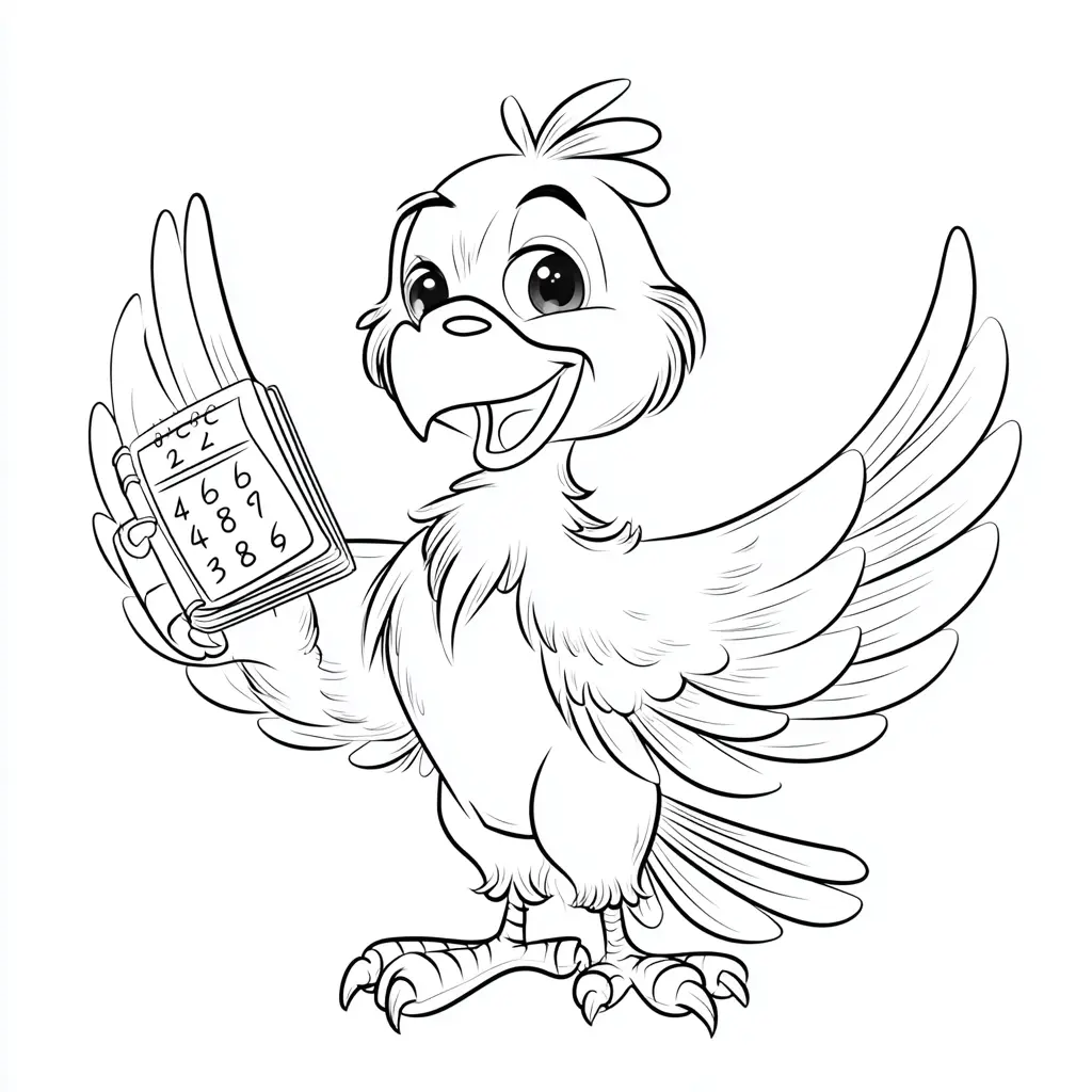 Dibujo de águila cómica leyendo para colorear
