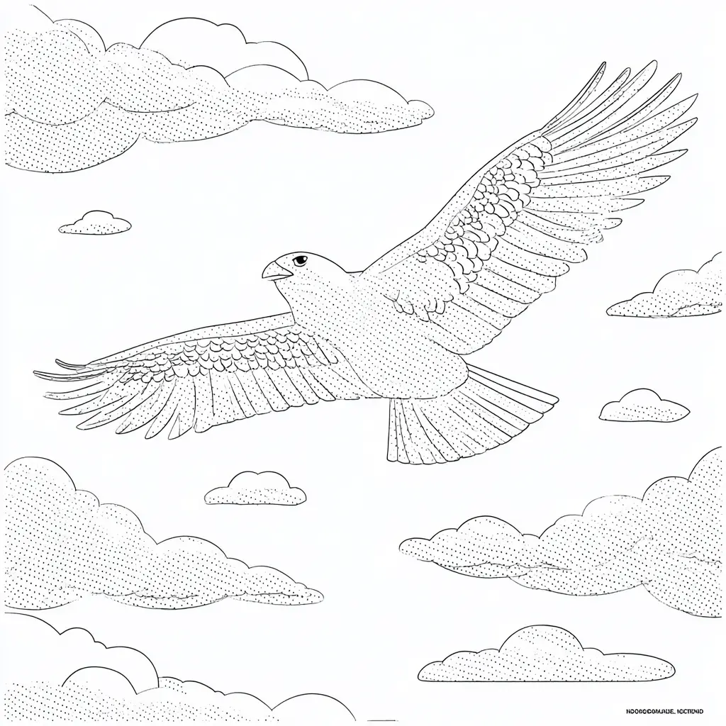 Dibujo de águila volando alto para colorear