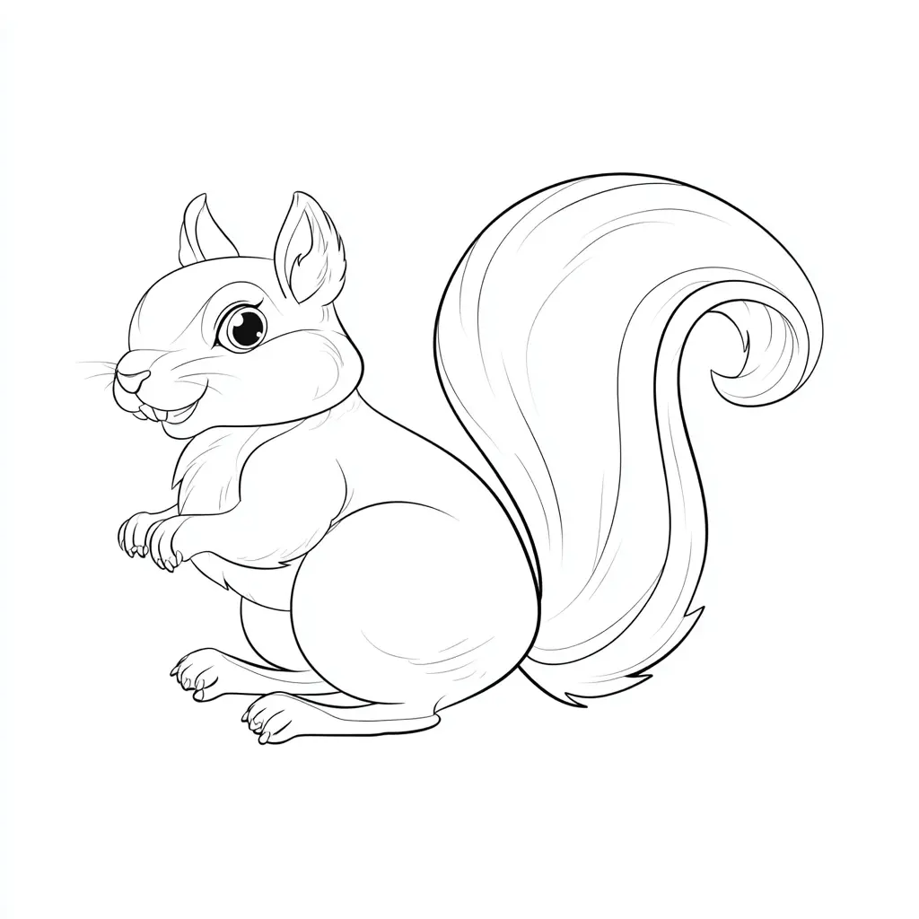Dibujo de ardilla con cola rizada para colorear Dibujo de ardilla con cola rizada para colorear
